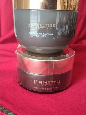 Hermetise Professional Body Scrub & Butter - Gray and Gold Jars